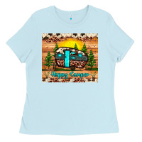 Baby Blue happy camper Ladies Tee - JahusDesignShop