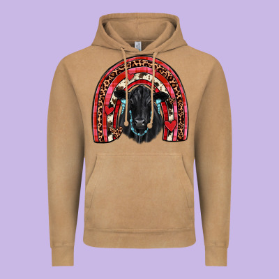Valentines Black Angus  Rainbow Vintage Hoodie Designed By Jahusdesignshop
