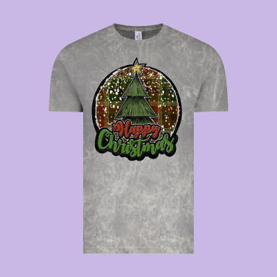 Happy Christmas Black Vintage Tee Designed By Jahusdesignshop