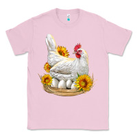 Bubblegum Pink Perched Chicken With Sunflowers Classic Tee - LillyAllenDesigns