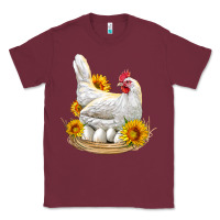 Burgundy Perched Chicken With Sunflowers Classic Tee - LillyAllenDesigns