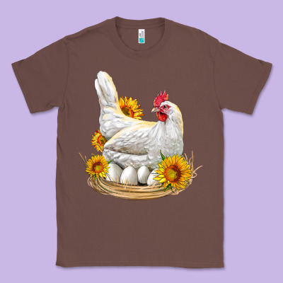 Perched Chicken With Sunflowers Classic Tee Designed By Lillyallendesigns