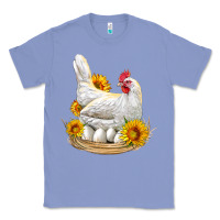 Colony Blue Perched Chicken With Sunflowers Classic Tee - LillyAllenDesigns