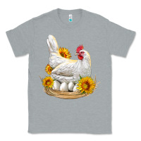 Heather Grey Perched Chicken With Sunflowers Classic Tee - LillyAllenDesigns