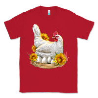 Red Perched Chicken With Sunflowers Classic Tee - LillyAllenDesigns
