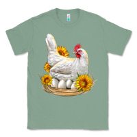 Sage Perched Chicken With Sunflowers Classic Tee - LillyAllenDesigns