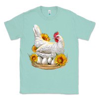 Seafoam Perched Chicken With Sunflowers Classic Tee - LillyAllenDesigns