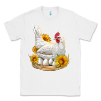 White Perched Chicken With Sunflowers Classic Tee - LillyAllenDesigns