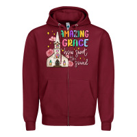 Burgundy amazing grace how sweet the sound Zipper Hoodie - MaliasSmallBusiness