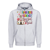 Heather Grey amazing grace how sweet the sound Zipper Hoodie - MaliasSmallBusiness