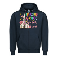 Navy amazing grace how sweet the sound Zipper Hoodie - MaliasSmallBusiness
