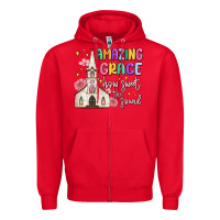 Red amazing grace how sweet the sound Zipper Hoodie - MaliasSmallBusiness