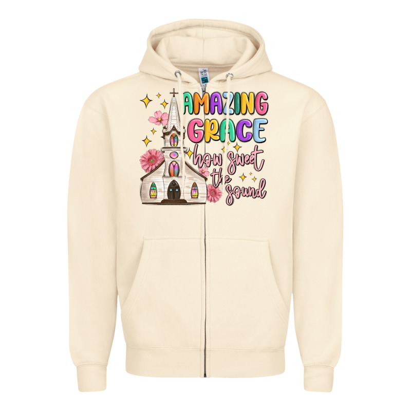 Amazing Grace How Sweet The Sound Zipper Hoodie by MaliasSmallBusiness | Teevron