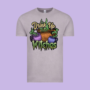 Drink Up Witches White Vintage Tee Designed By Jahusdesignshop