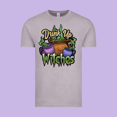 Drink Up Witches White Vintage Tee Designed By Jahusdesignshop