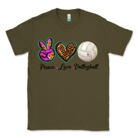 Army Green peace love volleyball Classic Tee - BarkalooDesign
