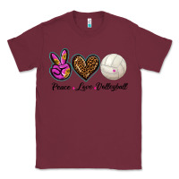 Burgundy peace love volleyball Classic Tee - BarkalooDesign