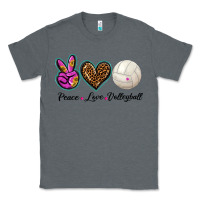 Charcoal Heather peace love volleyball Classic Tee - BarkalooDesign