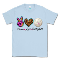 Dusty Blue peace love volleyball Classic Tee - BarkalooDesign