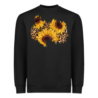Black sunflower leopard patch Heavyweight Sweatshirt - AdoDesignShop