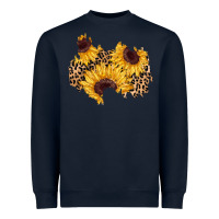 Navy sunflower leopard patch Heavyweight Sweatshirt - AdoDesignShop
