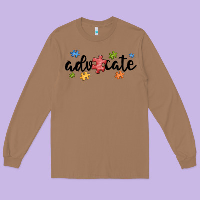Advocate Autism Long Sleeve Tee Designed By Maliassmallbusiness