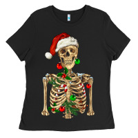 Black Christmas Skeleton Ladies Tee - RanaPortraitStore