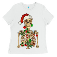 White Christmas Skeleton Ladies Tee - RanaPortraitStore