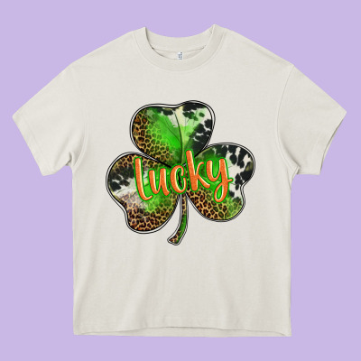 St. Patricks Day Lucky Shamrock Heavy Core Tee Designed By Barkaloodesign