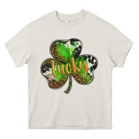 Cream st. patricks day lucky shamrock Heavy Core Tee - BarkalooDesign