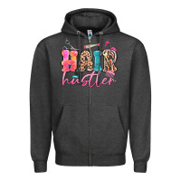Charcoal Heather hair hustler Zipper Hoodie - MaliasSmallBusiness