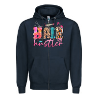 Navy hair hustler Zipper Hoodie - MaliasSmallBusiness