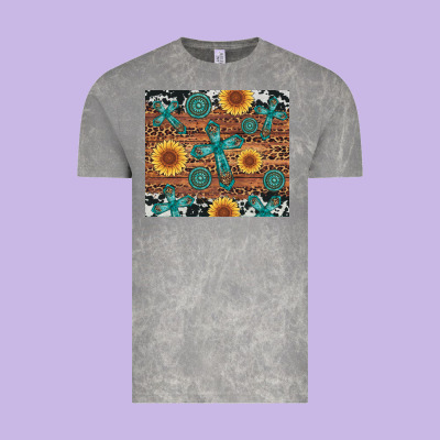 Cross Gemstone And Sunflower Vintage Tee Designed By Artiststas