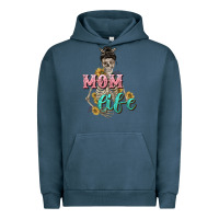Pigment Midnight Navy Mom life with skull Mother's Day Urban Hoodie - CowGirlArtShop