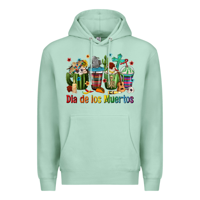 Mexican Dia De Los Muertos Coffee Cups Premium Hoodie by texasbilliewilder | Teevron