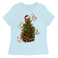 Baby Blue christmas spirits Ladies Tee - RanaPortraitStore