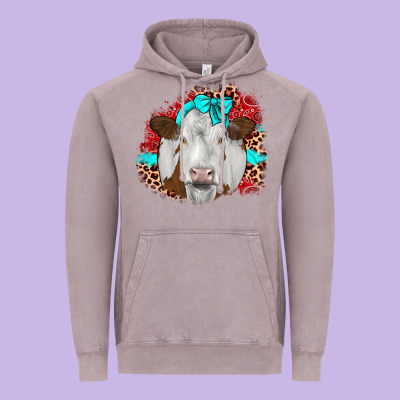 Ribbon Simmental Leopard Vintage Hoodie Designed By Jahusdesignshop