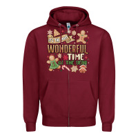 Burgundy wonderful time Zipper Hoodie - MaliasSmallBusiness