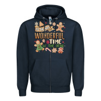 Navy wonderful time Zipper Hoodie - MaliasSmallBusiness
