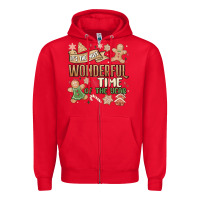 Red wonderful time Zipper Hoodie - MaliasSmallBusiness