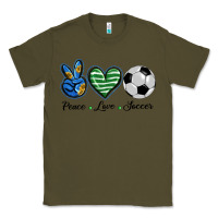 Army Green peace love soccer Classic Tee - BarkalooDesign