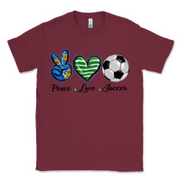 Burgundy peace love soccer Classic Tee - BarkalooDesign