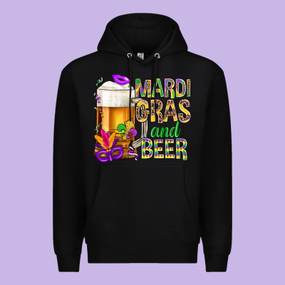 Mardi Gras And Beer Premium Hoodie Designed By Nancycooperartshop