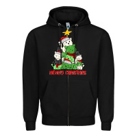 Black meowy christmas cat tree Zipper Hoodie - MaliasSmallBusiness