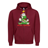Burgundy meowy christmas cat tree Zipper Hoodie - MaliasSmallBusiness