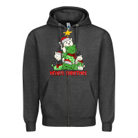 Charcoal Heather meowy christmas cat tree Zipper Hoodie - MaliasSmallBusiness