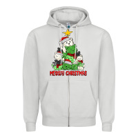 Dove Grey meowy christmas cat tree Zipper Hoodie - MaliasSmallBusiness