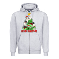 Heather Grey meowy christmas cat tree Zipper Hoodie - MaliasSmallBusiness