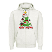 Oatmeal Heather meowy christmas cat tree Zipper Hoodie - MaliasSmallBusiness