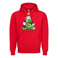 Red meowy christmas cat tree Zipper Hoodie - MaliasSmallBusiness